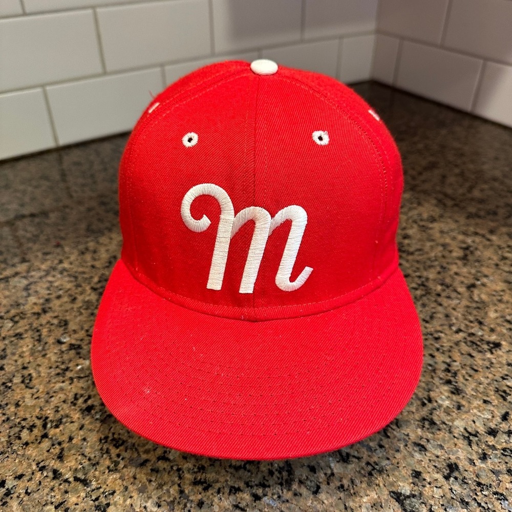 Miami RedHawks Roxxi Pro Model Fitted Hat 7 1/4 Vintage Made USA Red NCAA